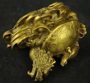 Vindecare Chineză Cupru Sculptură broasca Testoasa Dragon trimite comori Rare Statuie noroc Decoratiuni de Gradina reale Alama Bronz