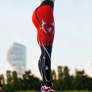 Noua Sexy Inima de Imprimare Jambiere Femei Negru Rosu Mozaic Sportiv Pantaloni Imprimate Fierbinte Pantaloni de Yoga de Fitness pentru Femei Jambiere