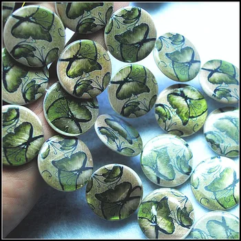 16pcs natura shell margele cu fluture modele de forma rotunda pentru femei colier face accesorii dimensiune 25mm new sosire top vinde