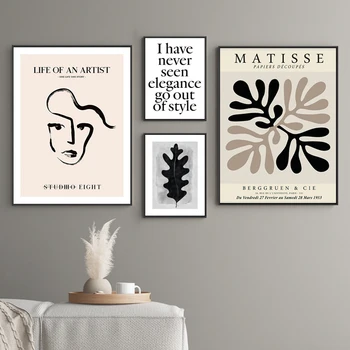 Matisse, Picasso Alb Și Negru De Perete De Arta Canvas Poster De Epocă Pictura Abstracta Geometrie Imprimare Tablouri Moderne Cameră Decor Acasă