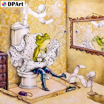Daimond Tablou Plin Patrat/Rotund Burghiu de Desene animate Broasca Toaletă 3D Diamond Stras Broderie Pictura cruciulițe Imagine M701