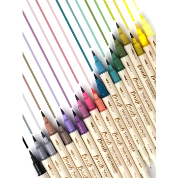 20buc Culoare de Epocă Dual-side Scris de Arta Perie carioci Set pentru Desen Vopsea de Linie Acuarelă Litere Modele DIY F133