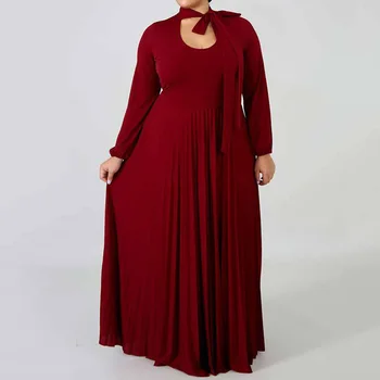 Casual, maxi rochie plisată femei plus dimensiune L-3XL supradimensionate halat africane munca de birou poarte elegant de toamnă lungă rochie de sex feminin 2020
