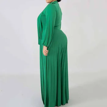 Casual, maxi rochie plisată femei plus dimensiune L-3XL supradimensionate halat africane munca de birou poarte elegant de toamnă lungă rochie de sex feminin 2020