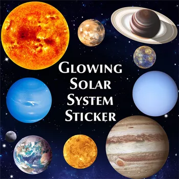 Luminos Planeta 3D Autocolante de Perete Sistem Solar Pământ, Soare, Lună Autocolante pentru Dormitor Copii Acasă Decorare Spațiu de Perete Strălucire