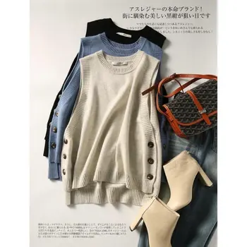 O-Gât Tricotate pentru Femei Pulover fără Mâneci Pulover de Culoare Solidă Vrac se Potrivi Uza coreean Pulover Moda de Iarna Femei 2021