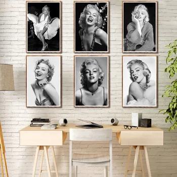 Marilyn Monroe, De Epocă, Negru Și Alb, Celebrul Star De Film Sexy Arta Canvas Tablou Poster De Perete Decor Acasă