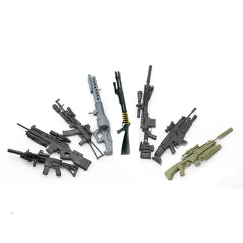 8pcs Arme Blocuri Kit de Soldați 1/6 Scară de Asamblare Modele de Arme AK74 HK416 de Construcție a Stimula Pușcă Jucării pentru Băieți