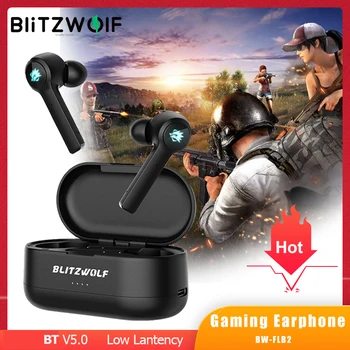 BlitzWolf BW-FLB2 TWS Jocuri bluetooth Căști fără Fir, Căști In-ear Latență Scăzută a Sunetului HiFi Gamer Căști cu Microfon