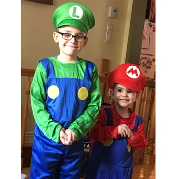 Copii Băieți Fete Super Mario Brothers Costume Instalator de imbracat Formal Cosplay pentru Copii Petrecere de Halloween Purta