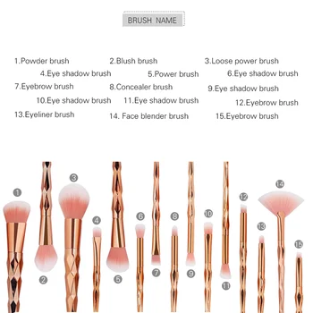 15buc 3D Set de Perii Machiaj de Înaltă Calitate, Fundația Fard de obraz Perie de Praf Instrumente de Plat Dermatograf Funcția Full Kit de Pensulă Machiaj