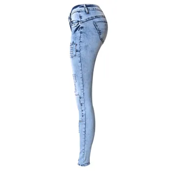 LOGAMI Blugi Rupti pentru Femei Găuri Blugi Skinny Slim Femme pentru Femei Blugi cu Elastic Mozaic Pantalones Vaqueros Mujer 2021