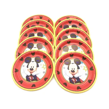 Roșu Mickey Mouse Tema Fata De Masa Baby Mickey Mouse Petrecerea De Ziua Consumabile Decor Băiat Bun Prieten Petrecere Veselă De Unică Folosință Set