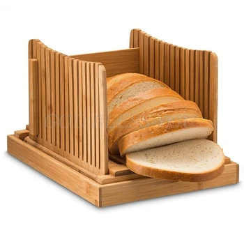 Bambus Reglabil Tăietor De Pâine Prăjită Pâine Cutter Holder Feliere Instrument De Pliere Filtru De Aparat De Bucătărie Practice Picătură De Transport Maritim