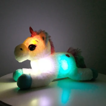 40cm LED-uri Colorate Unicorn de Pluș Jucarii Stralucitoare Animale Împăiate Cal de Jucărie Drăguț Aprinde Ponei Papusa Fete Copii Xmas Cadouri