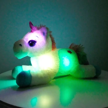 40cm LED-uri Colorate Unicorn de Pluș Jucarii Stralucitoare Animale Împăiate Cal de Jucărie Drăguț Aprinde Ponei Papusa Fete Copii Xmas Cadouri