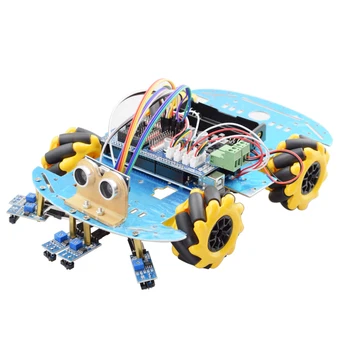 Linie de Urmărire de Evitare a obstacolelor Inteligent Arduino Mecanum Roata Robot Car Kit cu Mega2560 senzor Ultrasonic Senzor cu Modul de Urmărire DIY