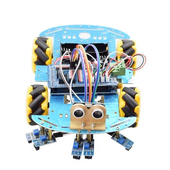 Linie de Urmărire de Evitare a obstacolelor Inteligent Arduino Mecanum Roata Robot Car Kit cu Mega2560 senzor Ultrasonic Senzor cu Modul de Urmărire DIY