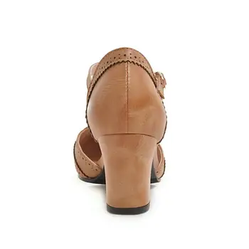 Femei Sandale Clasice Curea Glezna Pantofi de Vara pentru Femeie Cu Cut-out Tocuri inalte Sandalias Mujer Bloc Tocuri Femei Plus Dimensiuni 34-43