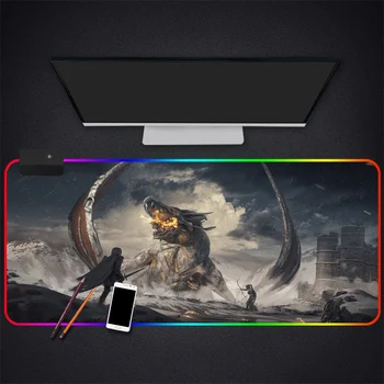 Anime Dragon Gaming RGB MousePad Mare de Blocare Marginea Viteza de Joc Gamer LED-uri Mouse Pad Moale Laptop Notebook Mat
