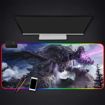 Anime Dragon Gaming RGB MousePad Mare de Blocare Marginea Viteza de Joc Gamer LED-uri Mouse Pad Moale Laptop Notebook Mat