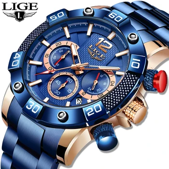 LIGE Moda barbati ceasuri de Lux de Top de Brand Cronograf Ceas barbat Sport Impermeabil Cuarț ceas barbati ceas relogio masculino