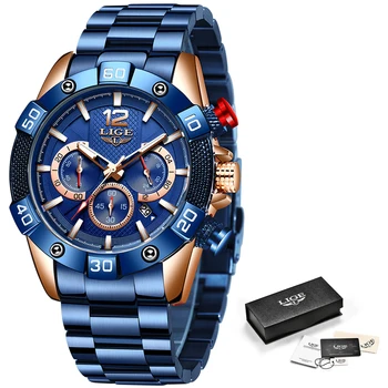 LIGE Moda barbati ceasuri de Lux de Top de Brand Cronograf Ceas barbat Sport Impermeabil Cuarț ceas barbati ceas relogio masculino