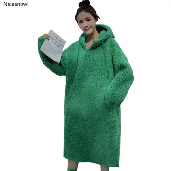 Maternitate Poartă Toamna de Moda coreeană Plus Catifea Strat Gros de Iarna Tricou Vrac Femeile Gravide Rochie cu Gluga Cald f2707