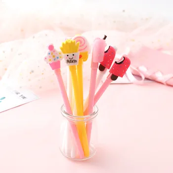50PCS coreean Creative Alimente Minunat Pixuri cu Gel Desene animate Personalitatea Elevilor Papetărie Interesant Semnătura Pen 0.5 mm Negru