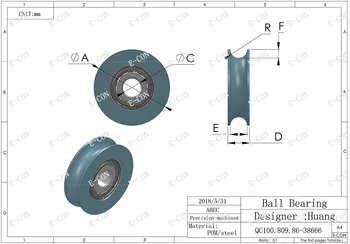 1/2/5/10BUC U Nylon de plastic Încorporat 608 Rulmenți cu Bile Groove 8*40*20.5 mm a rolei de Ghidare