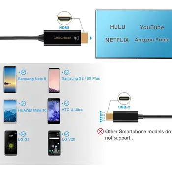 C USB la HDMI, CableCreation Tip C(Thunderbolt 3 Compatibil) cu un Cablu HDMI,Compatibil MacBook Pro 2017/2018,MacBook Air, etc