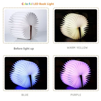 USB LED Cartea Lumini de Acasă Noptiera Lectură Iluminat Reîncărcabilă Magnetice Colorate Pliabil din Lemn Lampa de Birou Verde/Rosu/Cald/Albastru