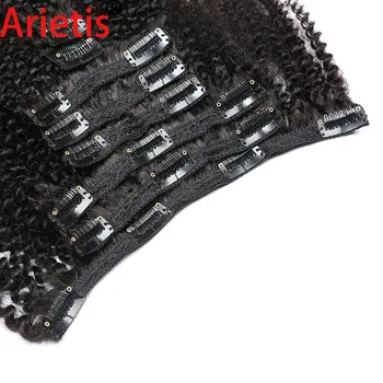 Mongol 8-22inches 120gram Afro Pervers Cret Clipuri de Păr Extensie 8 Piese Remy de Păr Uman Pentru Femeile Albe În Păr Arietis