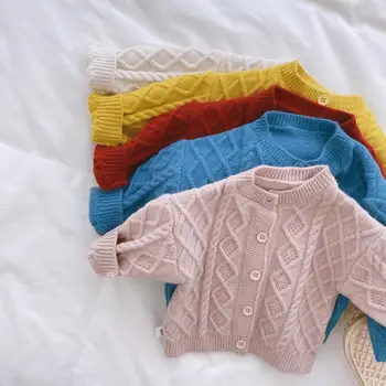Toamna Iarna Noi Copii Copii, Fete Și Băieți Complet Maneca Singur Pieptul Solid Knit Cardigan Coat Toddler Copii Pulover 6M-5 ANI