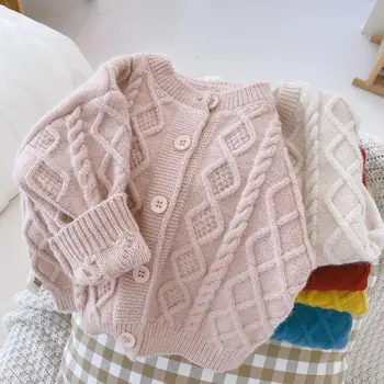 Toamna Iarna Noi Copii Copii, Fete Și Băieți Complet Maneca Singur Pieptul Solid Knit Cardigan Coat Toddler Copii Pulover 6M-5 ANI