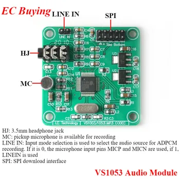 VS1053 Modul Audio MP3 Player Modul de Dezvoltare a Consiliului DC 5V la bord de Înregistrare SPI OGG Codare Înregistrare Semnal de Control Filtru