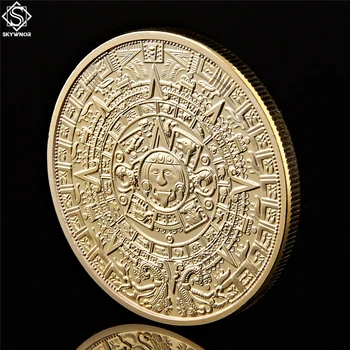 5PCS/Lot Mexic Calendarul Maya Profeția Calendar Comemorative Semn de Monede de Aur de Colectare