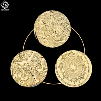 5PCS/Lot Mexic Calendarul Maya Profeția Calendar Comemorative Semn de Monede de Aur de Colectare