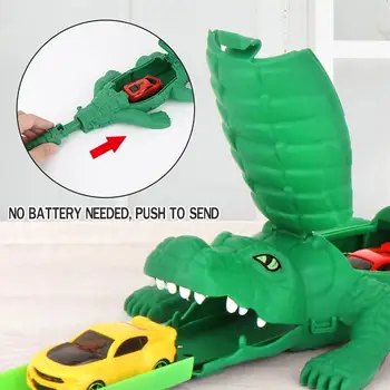 O Jucarie pentru copii de Crocodil Catapulta Feroviar Mașină de Jucărie Urmări Pista de Curse Jucărie DIY de Învățământ Aligator Pista de Curse de Mașini de Jucărie Cadou de Crăciun