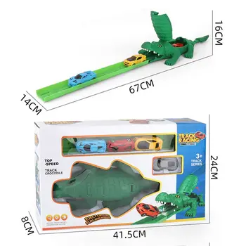O Jucarie pentru copii de Crocodil Catapulta Feroviar Mașină de Jucărie Urmări Pista de Curse Jucărie DIY de Învățământ Aligator Pista de Curse de Mașini de Jucărie Cadou de Crăciun