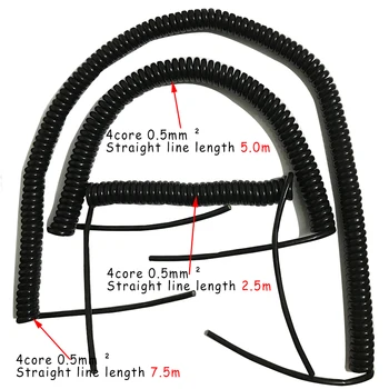 4 Core Spirală Cablu de Alimentare 0.5 1 2 Pătrat de 2,5 m, 5 m, 7,5 m, Negru Electrice Cablu de Alimentare Extensibil Sârmă