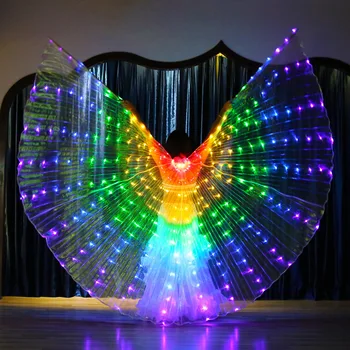 Curcubeu colorat Performanță Prop Femei Dans Accesorii Fete DJ LED Aripi Aprinde Aripa Costum de Aripi de Fluture 300pcs Lămpi