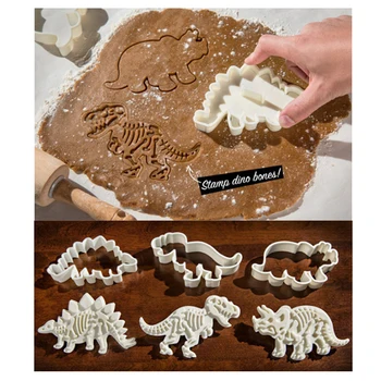 Dinozaur 3D Cookie Cutter Mucegai Dinozaur Biscuit Relief Mucegai Sugarcraft Desert Copt Mucegai Silicon pentru Pos Decor Tort Instrument