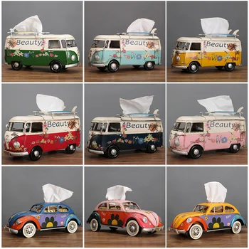 Multicolor Autobuz Figurine Retro classic cars Cutie de Tesut Acasă Ornamente Decor, Artizanat Ornamente de Epocă Living Decorul Camerei