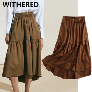 Uscat faldas mujer moda 2020 anglia stil vintage cascadă talie mare libertate casual Asimetrie fusta femei fuste lungi pentru femei