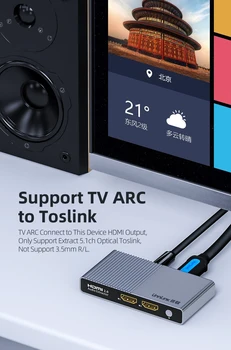 Unnlink compatibil HDMI Audio Extractor Separator UHD4K@60Hz HIFI5.1 SPDIF Optic Toslink RCA pentru Foc TV Stick-ul Chromecast, Roku
