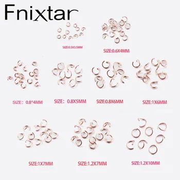 Fnixtar 0.5*3.5 mm 0.6*4mm 0.8*4/5/6mm 1*/6/7mm 1.2*7mm Culoare Rose Gold din Otel Inoxidabil Deschide Sari Inel DIY Găsirea 100buc/lot