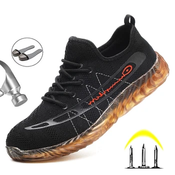 Respirabil Pantofi De Protecție Cizme De Lucru Pentru Bărbați Steel Toe Pantofi Anti-Zdrobitor Lucrări De Construcții De Incaltaminte De Protectie Pantofi De Lucru Adidași Bărbați