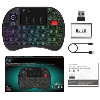 Mini tastatura Rii X8 2.4 GHz Wireless rusă Tastatura cu Touchpad ,culoare schimbătoare LED Backlit pentru Mini PC/TV box
