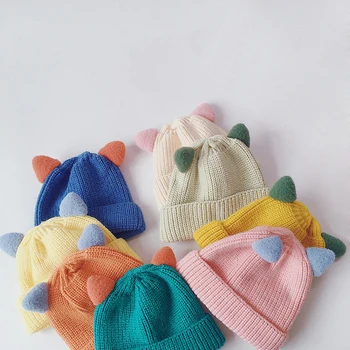 Toamna Iarna Copil Minunat Pălării Tricotate de Culoare Solidă Copii Fete Băieți, Căciuli Capace Cald Sorft Casual Pălării pentru Copii